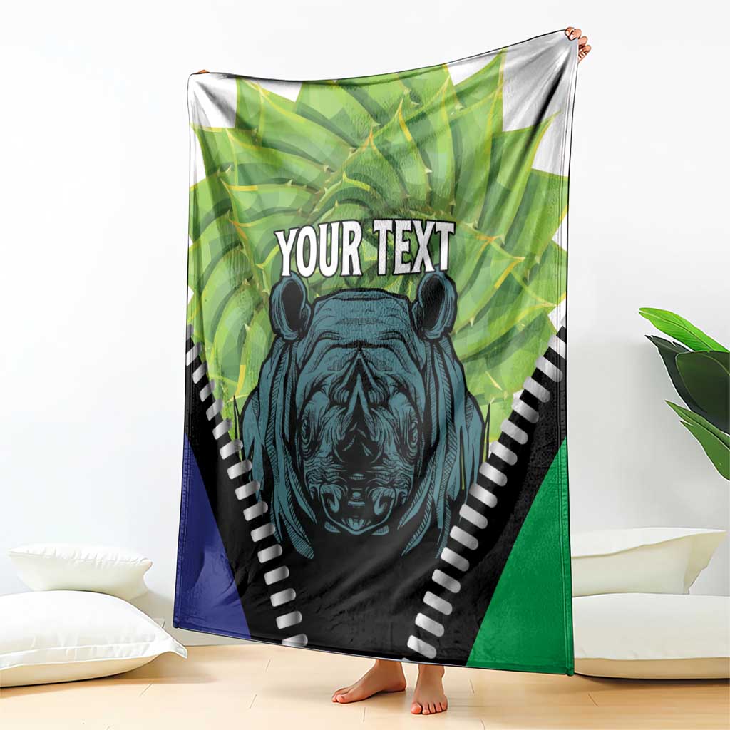 Personalised Lesotho Black Rhinoceros Blanket With Aloe Polyphylla