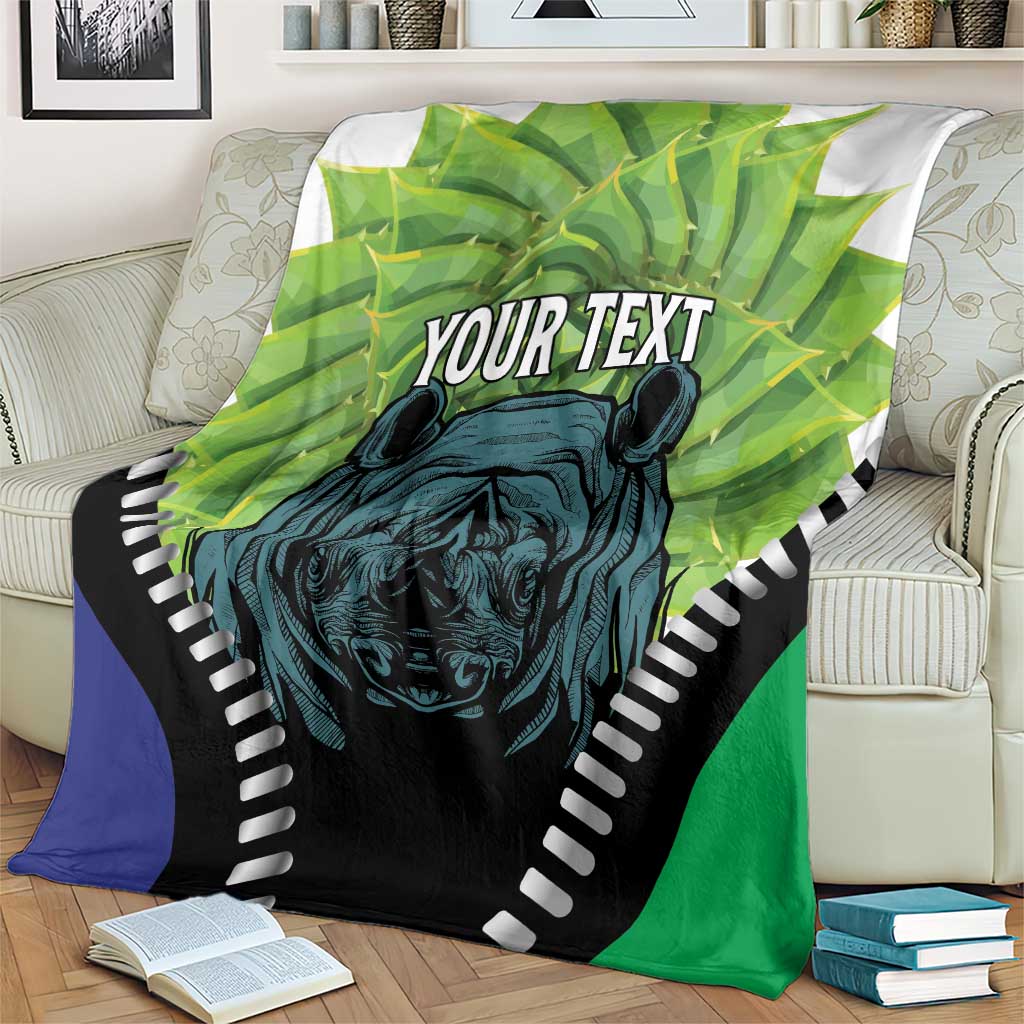 Personalised Lesotho Black Rhinoceros Blanket With Aloe Polyphylla