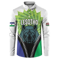 Personalised Lesotho Black Rhinoceros Button Sweatshirt With Aloe Polyphylla