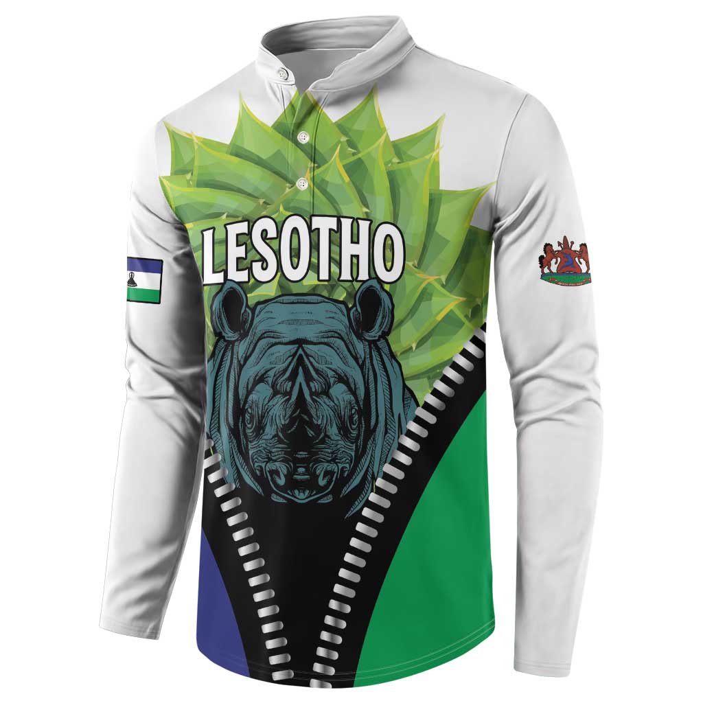 Personalised Lesotho Black Rhinoceros Button Sweatshirt With Aloe Polyphylla