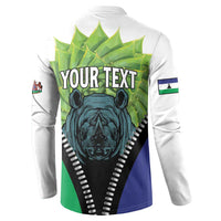 Personalised Lesotho Black Rhinoceros Button Sweatshirt With Aloe Polyphylla