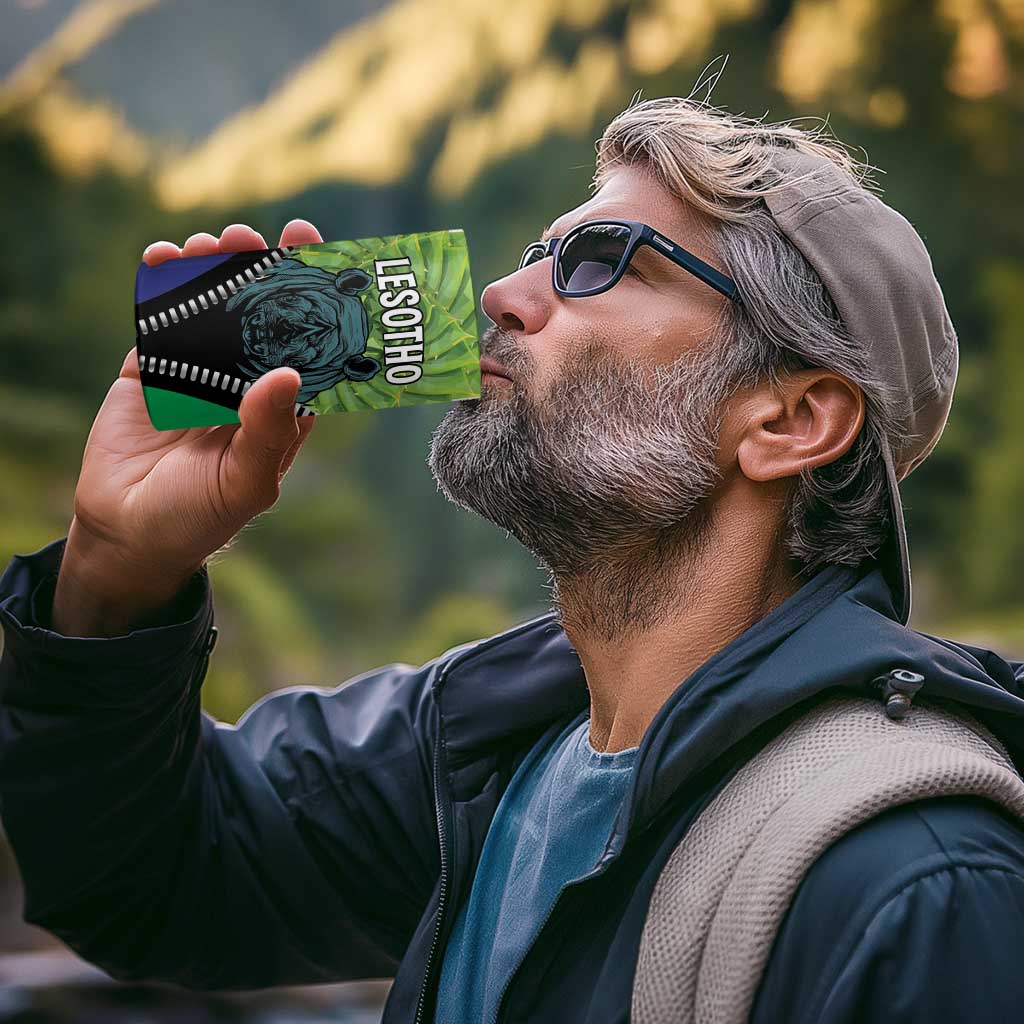 Personalised Lesotho Black Rhinoceros 4 in 1 Can Cooler Tumbler With Aloe Polyphylla