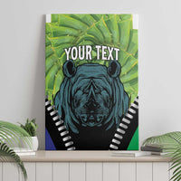 Personalised Lesotho Black Rhinoceros Canvas Wall Art With Aloe Polyphylla