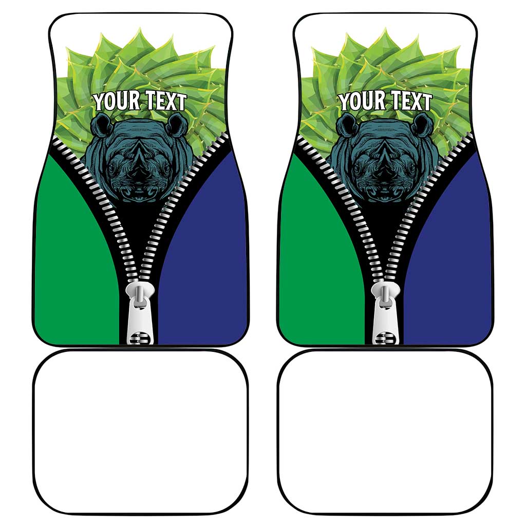 Personalised Lesotho Black Rhinoceros Car Mats With Aloe Polyphylla