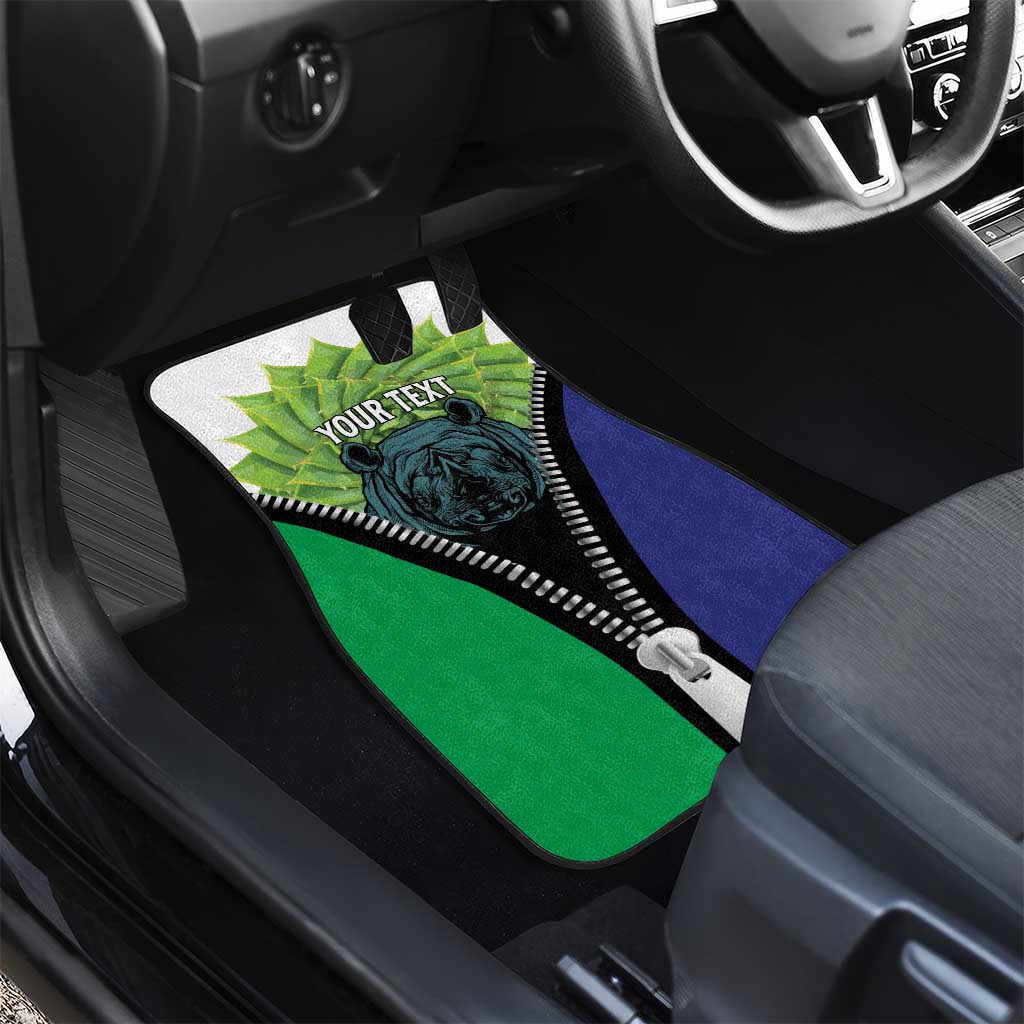 Personalised Lesotho Black Rhinoceros Car Mats With Aloe Polyphylla