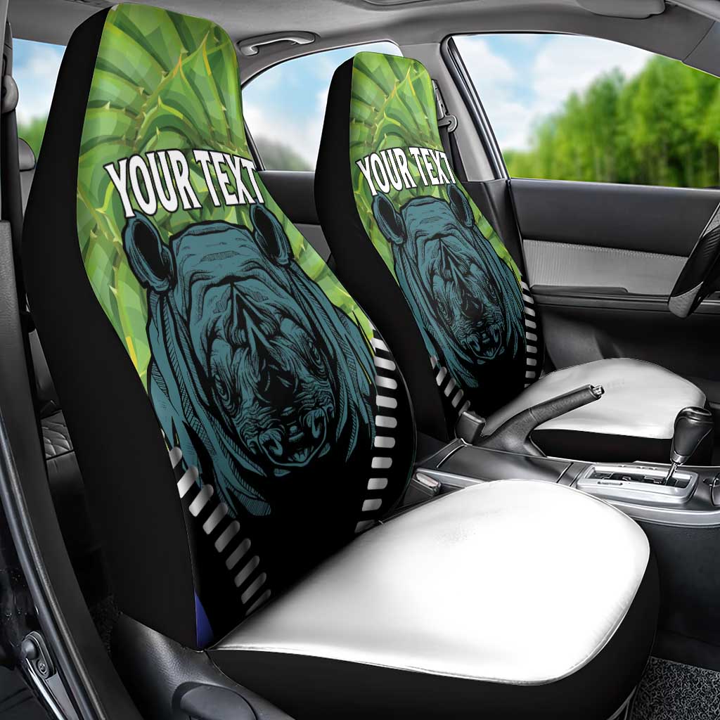 Personalised Lesotho Black Rhinoceros Car Seat Cover With Aloe Polyphylla