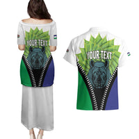 Personalised Lesotho Black Rhinoceros Couples Matching Puletasi and Hawaiian Shirt With Aloe Polyphylla