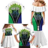 Personalised Lesotho Black Rhinoceros Family Matching Mermaid Dress and Hawaiian Shirt With Aloe Polyphylla