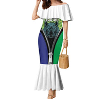 Personalised Lesotho Black Rhinoceros Family Matching Mermaid Dress and Hawaiian Shirt With Aloe Polyphylla