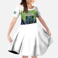 Personalised Lesotho Black Rhinoceros Family Matching Off The Shoulder Long Sleeve Dress and Hawaiian Shirt With Aloe Polyphylla