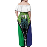 Personalised Lesotho Black Rhinoceros Family Matching Off Shoulder Maxi Dress and Hawaiian Shirt With Aloe Polyphylla