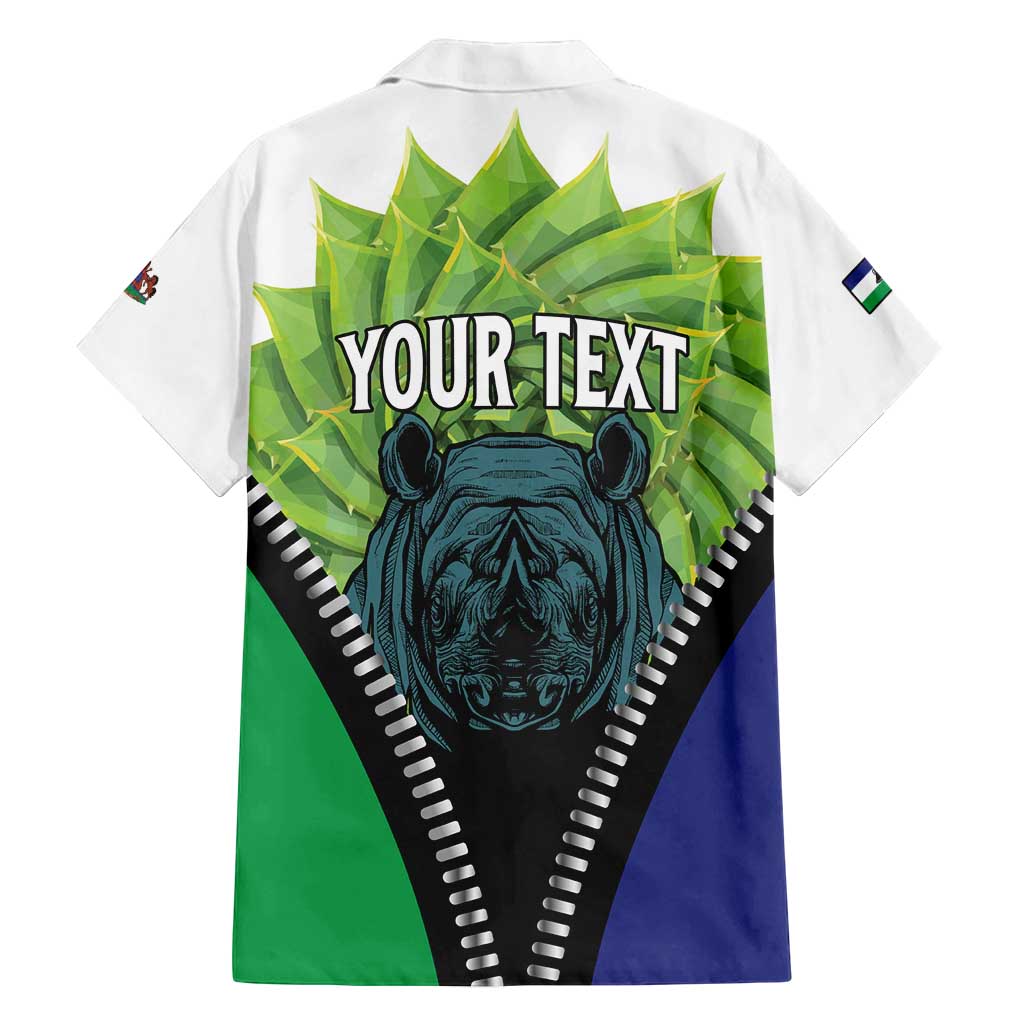 Personalised Lesotho Black Rhinoceros Family Matching Puletasi and Hawaiian Shirt With Aloe Polyphylla