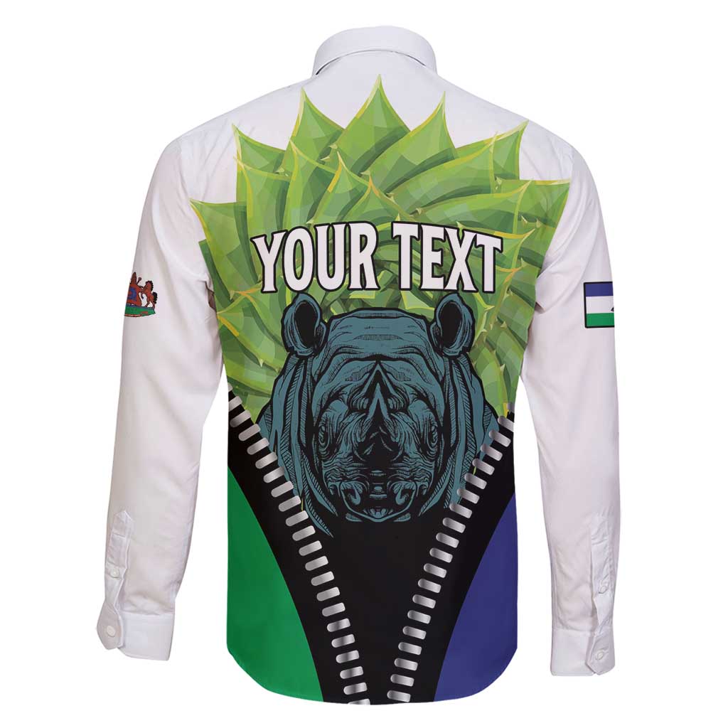Personalised Lesotho Black Rhinoceros Family Matching Puletasi and Hawaiian Shirt With Aloe Polyphylla