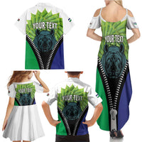 Personalised Lesotho Black Rhinoceros Family Matching Summer Maxi Dress and Hawaiian Shirt With Aloe Polyphylla