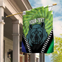 Personalised Lesotho Black Rhinoceros Garden Flag With Aloe Polyphylla