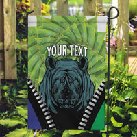Personalised Lesotho Black Rhinoceros Garden Flag With Aloe Polyphylla