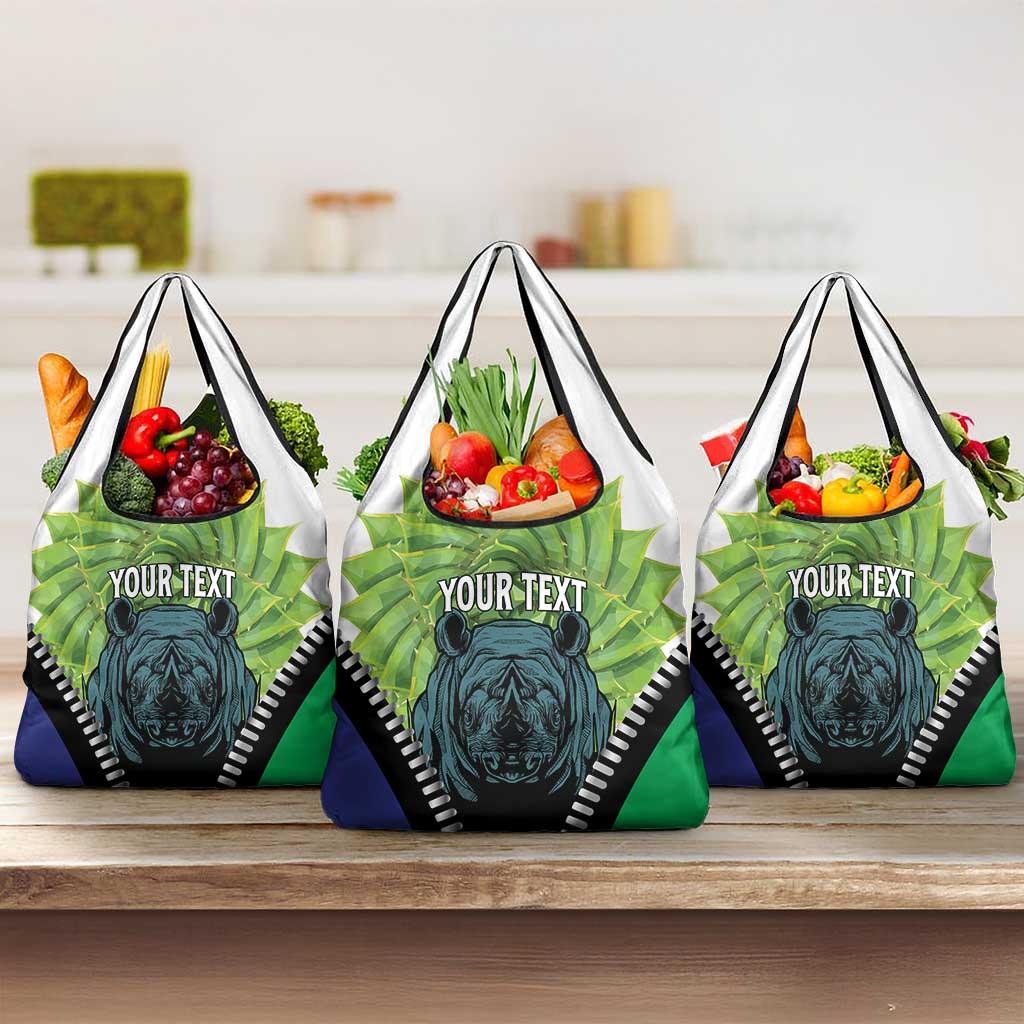 Personalised Lesotho Black Rhinoceros Grocery Bag With Aloe Polyphylla