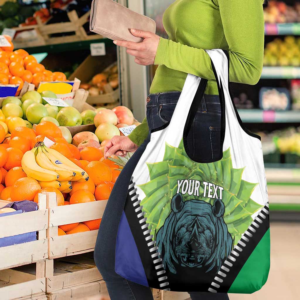 Personalised Lesotho Black Rhinoceros Grocery Bag With Aloe Polyphylla