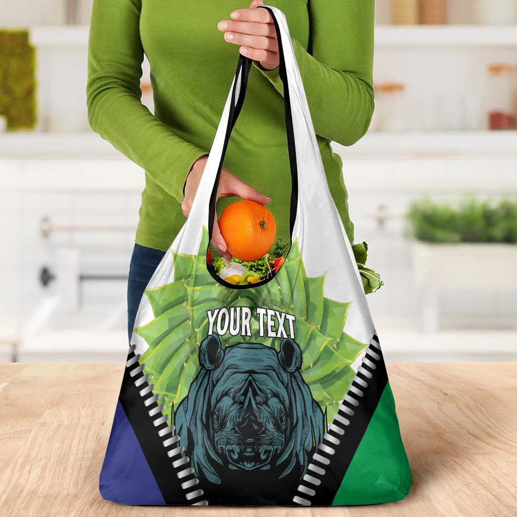 Personalised Lesotho Black Rhinoceros Grocery Bag With Aloe Polyphylla