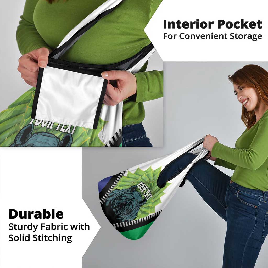 Personalised Lesotho Black Rhinoceros Grocery Bag With Aloe Polyphylla