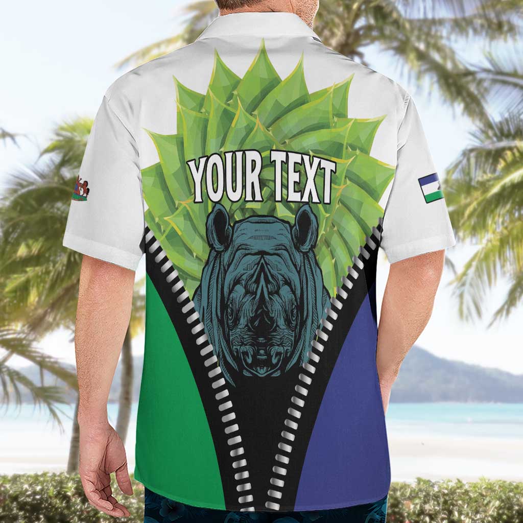 Personalised Lesotho Black Rhinoceros Hawaiian Shirt With Aloe Polyphylla