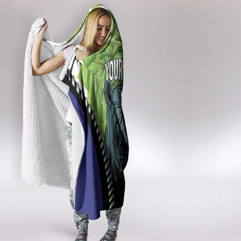 Personalised Lesotho Black Rhinoceros Hooded Blanket With Aloe Polyphylla