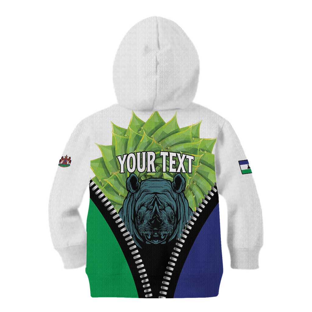 Personalised Lesotho Black Rhinoceros Kid Hoodie With Aloe Polyphylla
