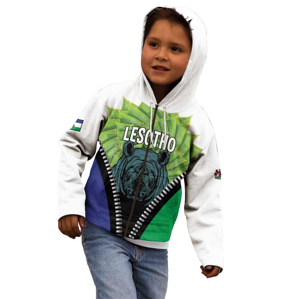Personalised Lesotho Black Rhinoceros Kid Hoodie With Aloe Polyphylla