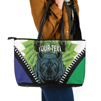 Personalised Lesotho Black Rhinoceros Leather Tote Bag With Aloe Polyphylla