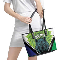 Personalised Lesotho Black Rhinoceros Leather Tote Bag With Aloe Polyphylla