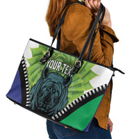 Personalised Lesotho Black Rhinoceros Leather Tote Bag With Aloe Polyphylla
