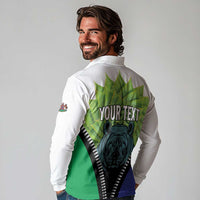 Personalised Lesotho Black Rhinoceros Long Sleeve Polo Shirt With Aloe Polyphylla