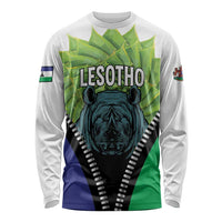 Personalised Lesotho Black Rhinoceros Long Sleeve Shirt With Aloe Polyphylla