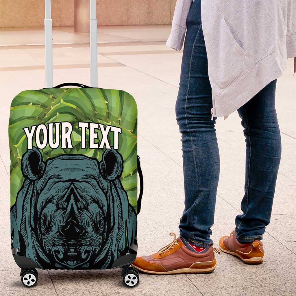 Personalised Lesotho Black Rhinoceros Luggage Cover With Aloe Polyphylla