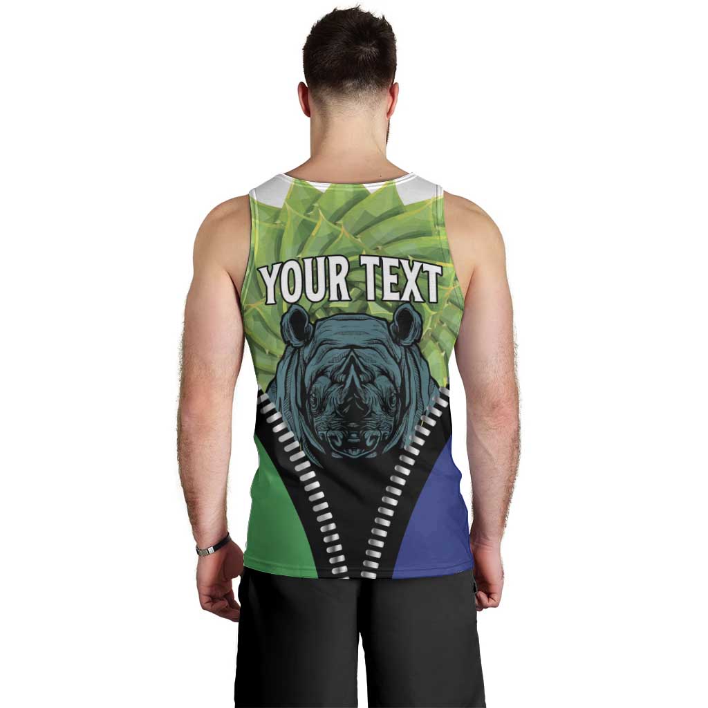 Personalised Lesotho Black Rhinoceros Men Tank Top With Aloe Polyphylla