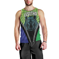 Personalised Lesotho Black Rhinoceros Men Tank Top With Aloe Polyphylla