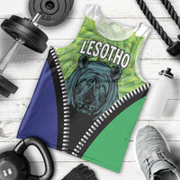 Personalised Lesotho Black Rhinoceros Men Tank Top With Aloe Polyphylla