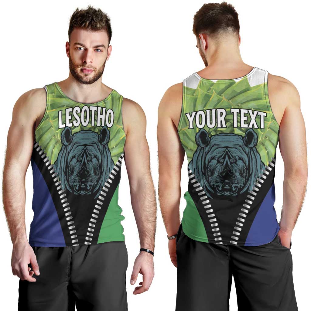 Personalised Lesotho Black Rhinoceros Men Tank Top With Aloe Polyphylla