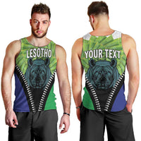 Personalised Lesotho Black Rhinoceros Men Tank Top With Aloe Polyphylla