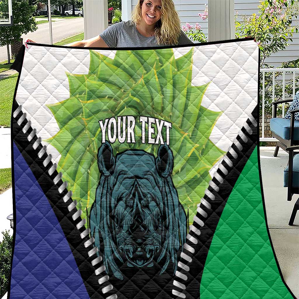 Personalised Lesotho Black Rhinoceros Quilt With Aloe Polyphylla
