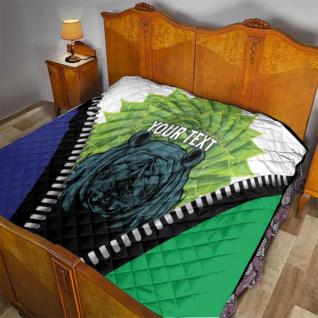 Personalised Lesotho Black Rhinoceros Quilt With Aloe Polyphylla