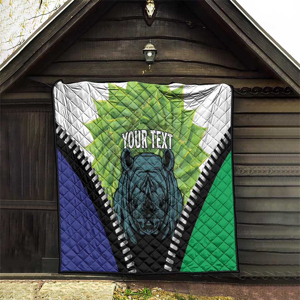 Personalised Lesotho Black Rhinoceros Quilt With Aloe Polyphylla