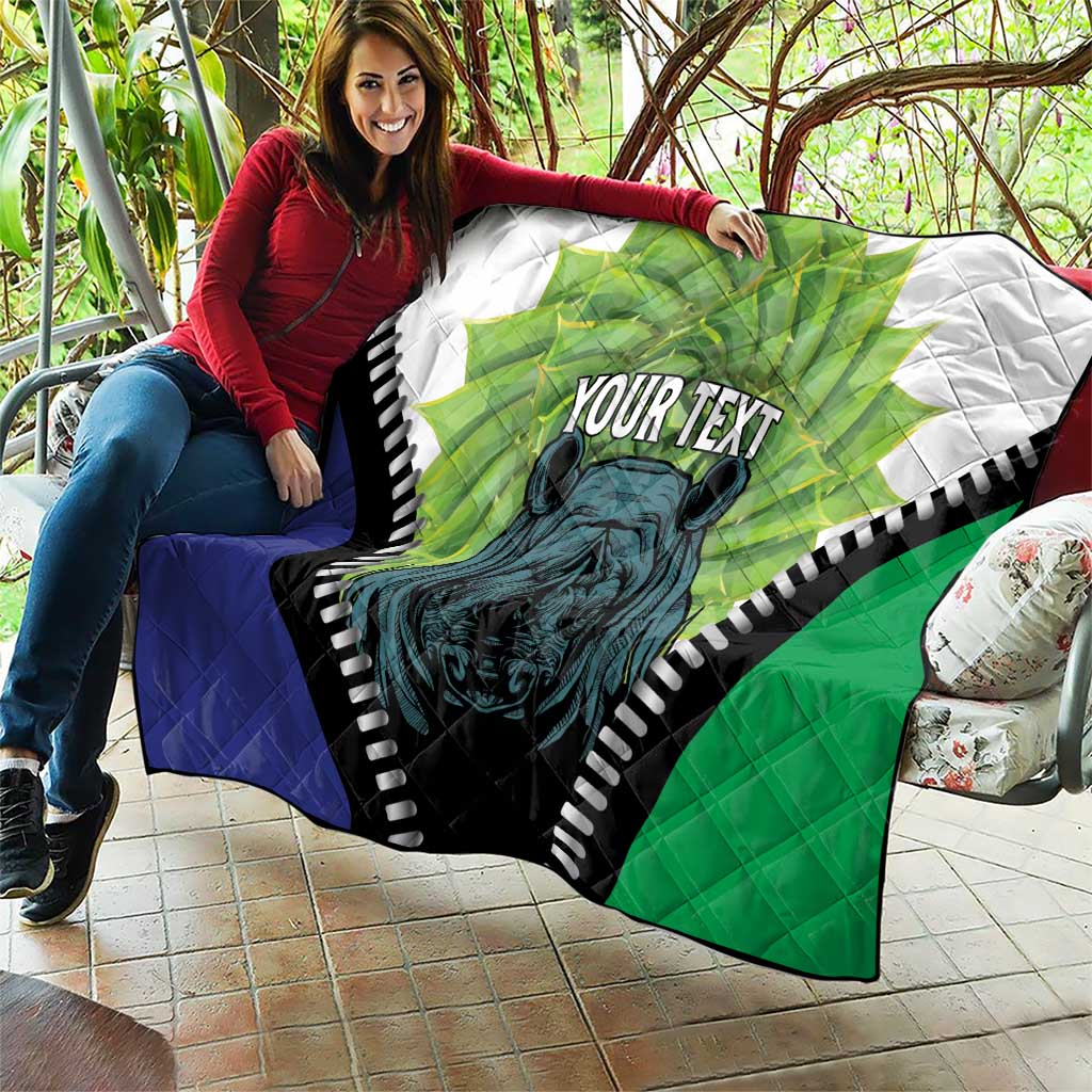 Personalised Lesotho Black Rhinoceros Quilt With Aloe Polyphylla