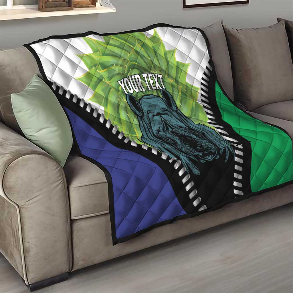 Personalised Lesotho Black Rhinoceros Quilt With Aloe Polyphylla