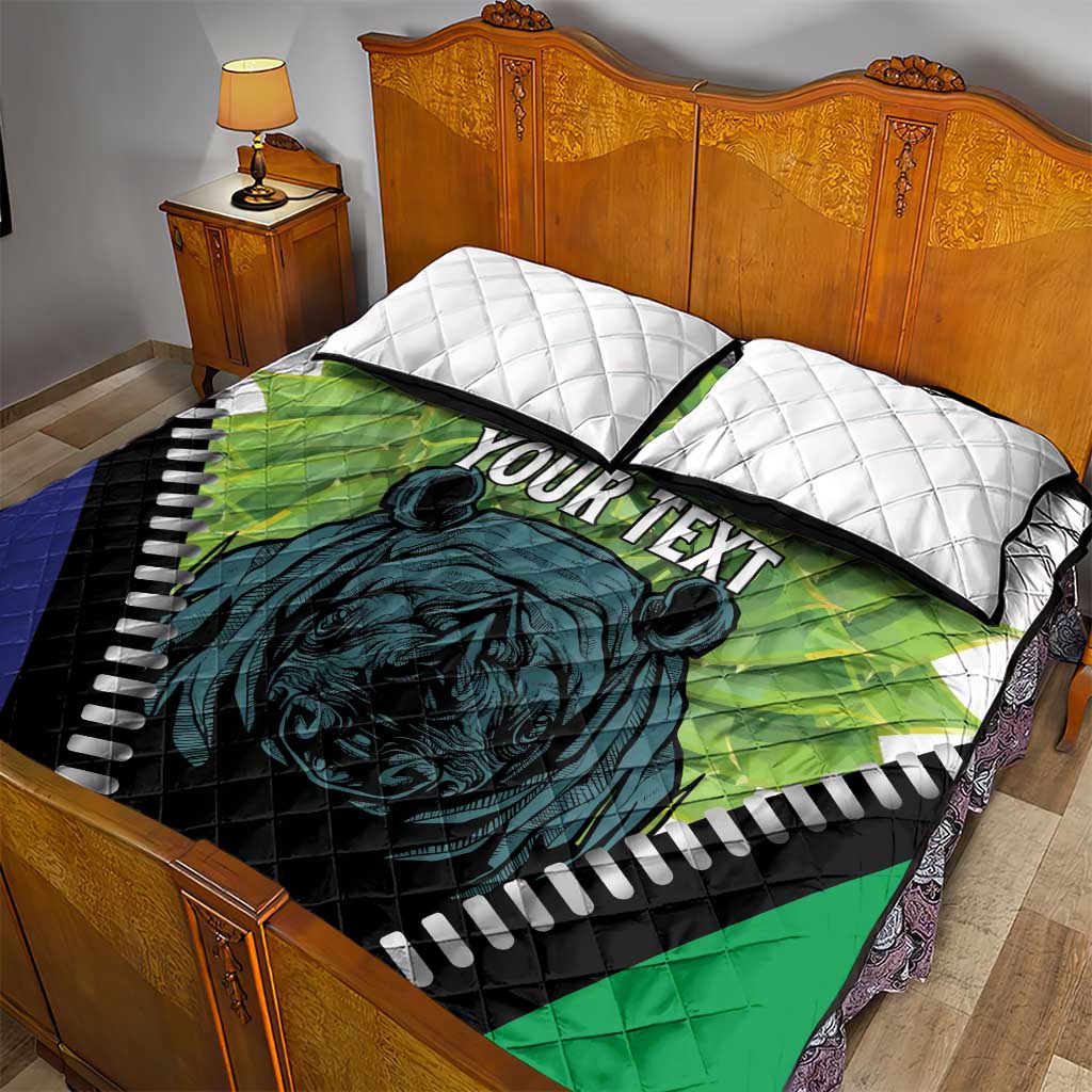 Personalised Lesotho Black Rhinoceros Quilt Bed Set With Aloe Polyphylla