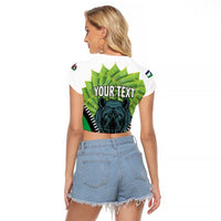 Personalised Lesotho Black Rhinoceros Raglan Cropped T Shirt With Aloe Polyphylla