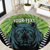 Personalised Lesotho Black Rhinoceros Round Carpet With Aloe Polyphylla
