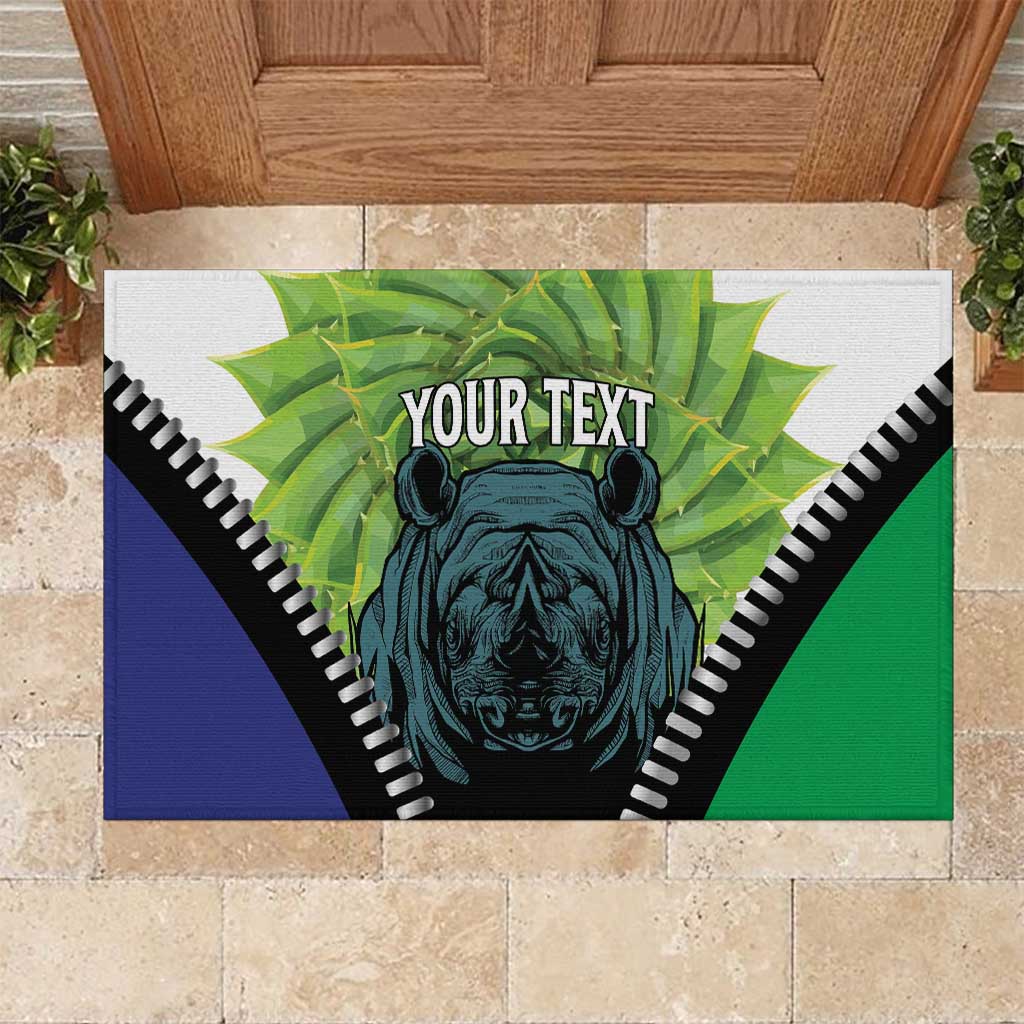 Personalised Lesotho Black Rhinoceros Rubber Doormat With Aloe Polyphylla