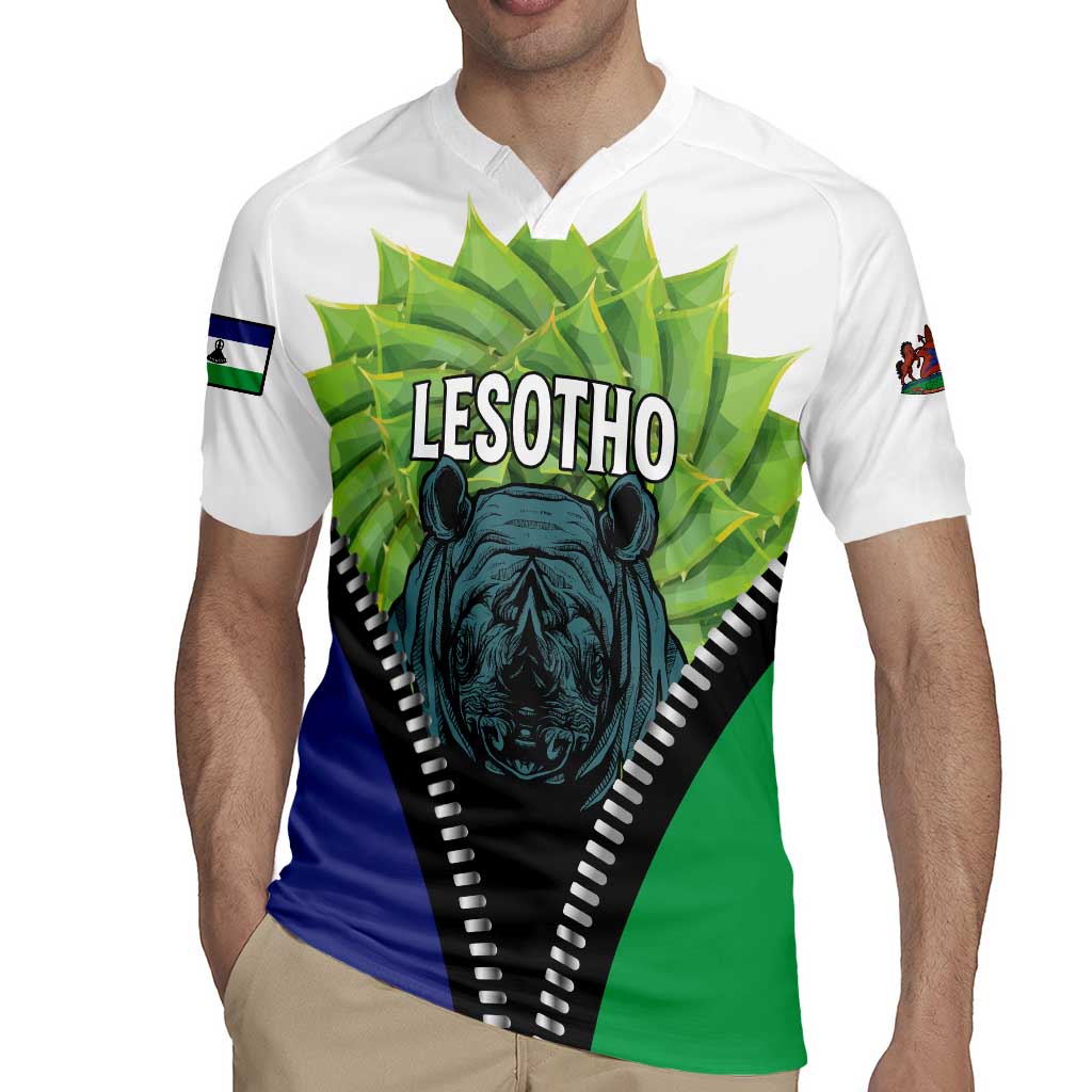 Personalised Lesotho Black Rhinoceros Rugby Jersey With Aloe Polyphylla