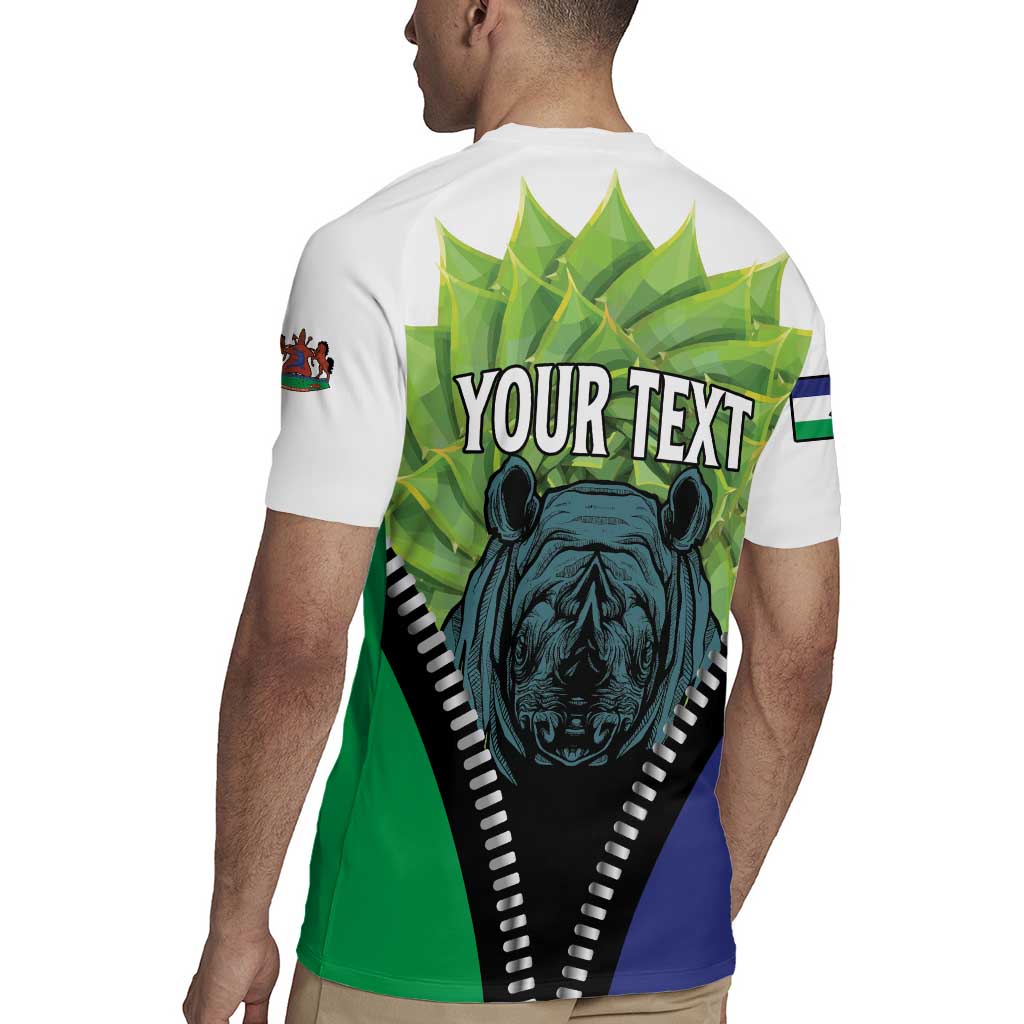 Personalised Lesotho Black Rhinoceros Rugby Jersey With Aloe Polyphylla
